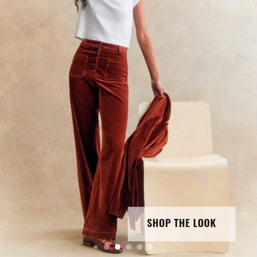 Sezane Rust Velvet Trousers